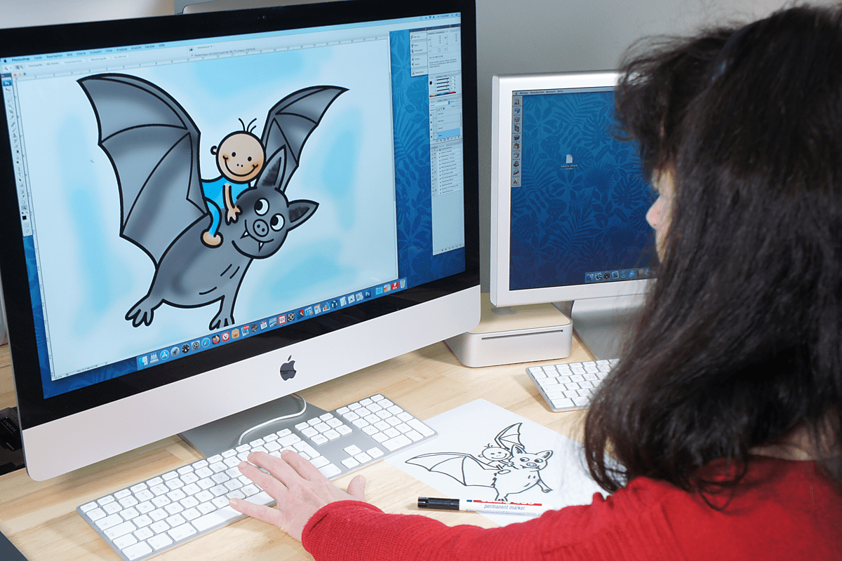 Bearbeitung einer Handzeichnung am Computer